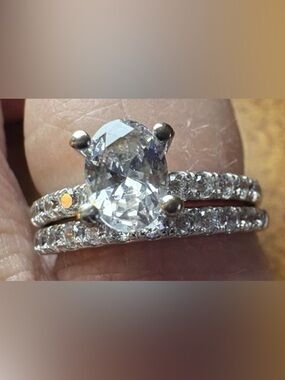 10K White Gold Wedding ring set